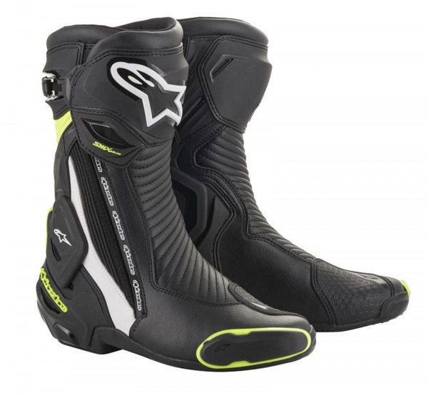 Alpinestars SMX Plus V2 Motorradstiefel, Schwarz-Weiß-Gelb